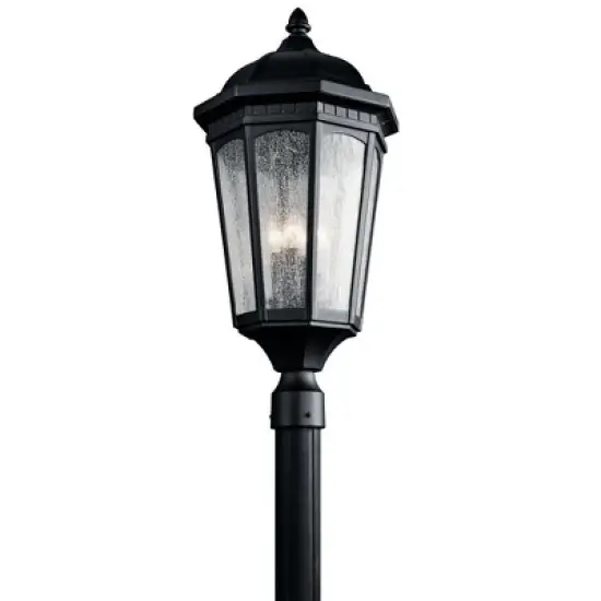 Courtyard 27" 3 Light Exterior Post Light with Clear Seeded Glass In Textured Black image {1}
