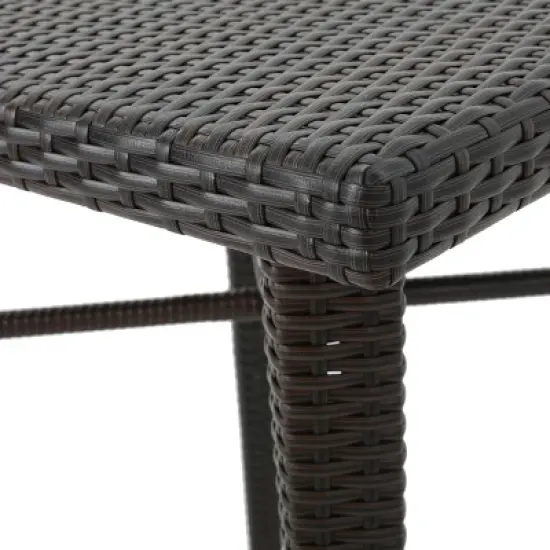 GDFStudio Domina Outdoor Wicker Square Bar Table, Multibrown image {5}