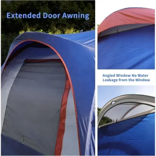 Cesicia 16 FT Blue 9 Person Camping Tent with Top Rainfly and 4 Large Mesh Windows image {2}
