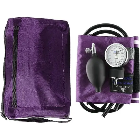 MABIS MatchMates Manual Blood Pressure Monitor Kit Aneroid Sphygmomanometer with Calibrated Nylon Cuff and Oversized Carrying Case, Adult, Purple image {4}