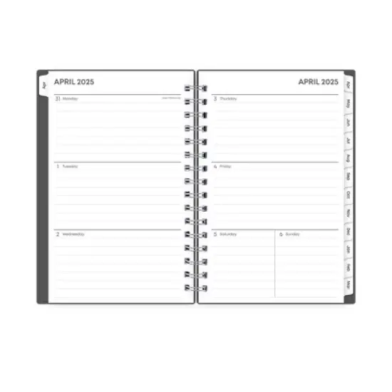 Blue Sky 5"x8" 2025-2026 Weekly/Monthly Wirebound 15-Month Planner Solid Gray image {4}