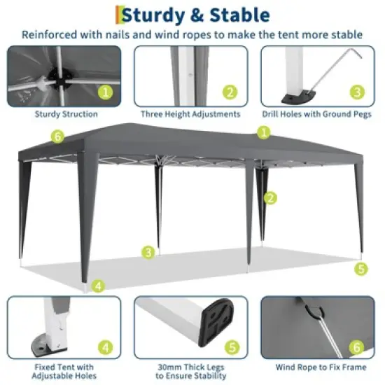 10x20 Heavy Duty Pop Up Canopy Tent with 6 Removable Sidewalls, Easy Up Commercial Canopy Tents for Parties image {4}