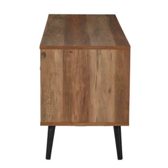 Jomeed Retro Mid Century Modern Wooden TV Entertainment Center Console for TVs with Storage Shelves for Living Rooms and Bedrooms image {3}