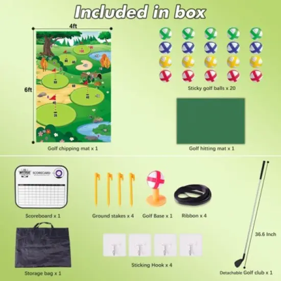 Vatos Outdoor Golf Chipping Game Mat with Club, Toy Sports Equipment Stick Chip Game image {8}