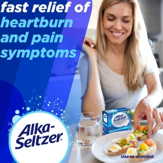 Alka-Seltzer Heartburn + Pain, Aspirin + Antacid Tablets for Fast Pain Relief, Heartburn Relief & Acid Indigestion Relief - 36ct image {1}