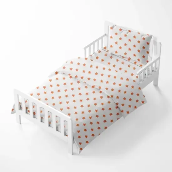 Bacati - Stars Orange Muslin 4pc Toddler Bedding Set image {1}