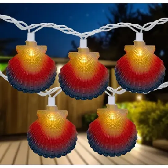 Northlight 10ct Seashell Outdoor Patio String Light Set, 7.25ft White Wire image {1}