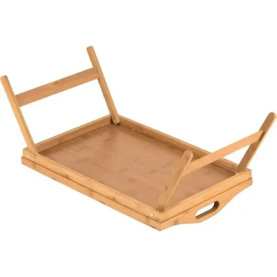 Homeitusa Bamboo Bed Trays: Large Bed Table with Folding Legs, Serving Tray with Handles, Wooden Breakfast Tray with Legs and Handles image {5}
