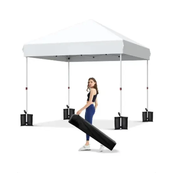 10x10 FT Canopy Tent, Outdoor Shelter with 3 Adjustable Heights, Quick Setup, Includes 4 Sandbags & Carry Bag, Ideal for Camping, Parties image {12}