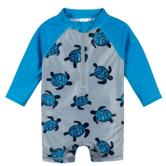 Gerber Baby & Toddler Boys' One-Piece Long Sleeve Rash Guard Swimsuit UPF 50+ image {7}