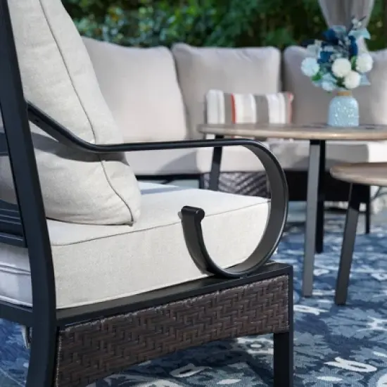 Captiva Designs 6-Seat Half-Moon Curved Outdoor Patio Sectional Sofa Conversation Set image {7}