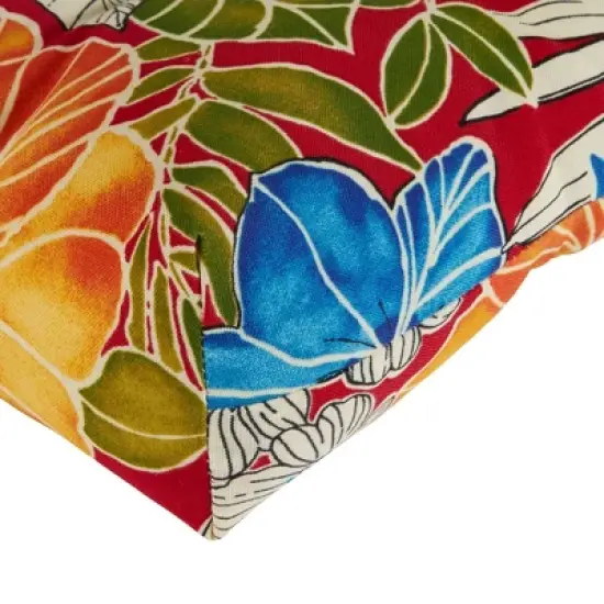 Aloha Red Floral Outdoor Bench Cushion - Kensington Garden image {4}