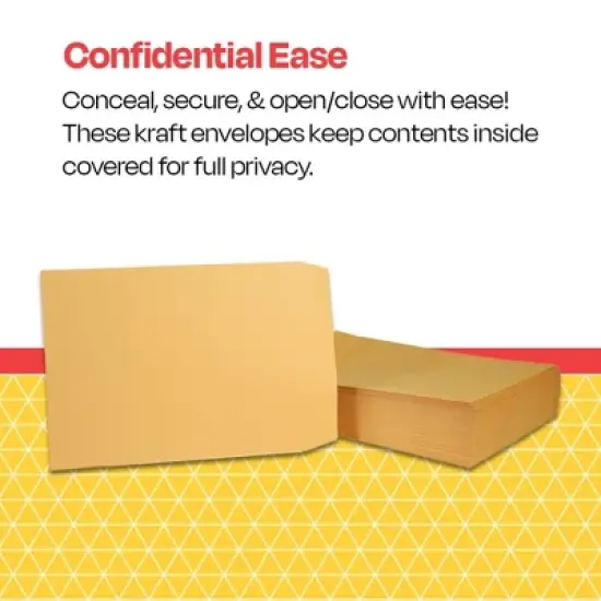 School Smart Grip Seal Envelopes, 10 x 13 Inches, Kraft, Pack of 100 image {4}