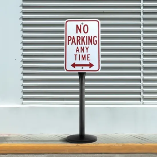 VEVOR Cast Iron Sign Post, 4 ft Portable Heavy Duty Steel Post Sign Holder with Hard Plastic Base & Wheels, U-Channel Sign Stand for Garden image {1}