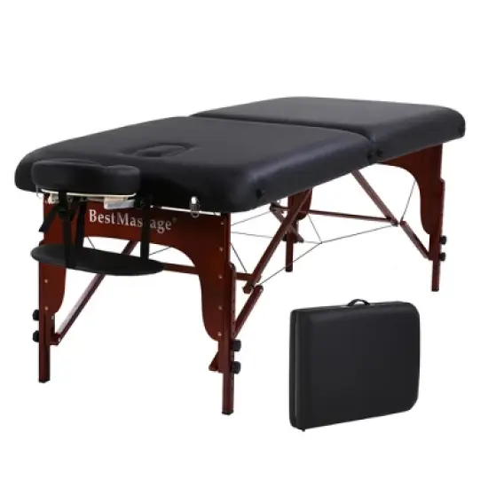 FDW Massage Table SPA Bed Height Adjustable 2 Fold Massage Table,Black image {7}