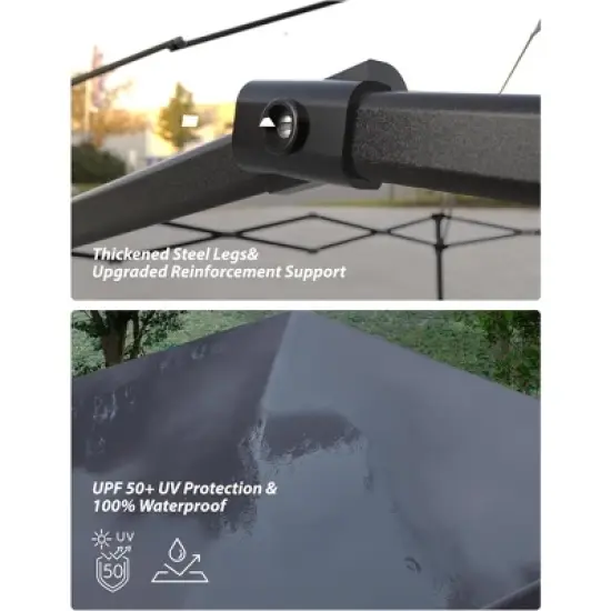 GustoWave 10 X 10ft Pop-Up Canopy with 4 Removable Sidewalls for Camping image {2}