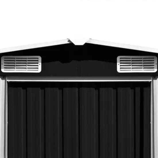 vidaXL Garden Shed Storage House for Tools Backyard Garage Patio Furniture Metal - Anthracite 101.2" x 192.5" x 71.3" image {2}