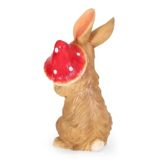 24" Concrete Hogeland Outdoor Rabbit Garden Statue - White and Brown - Christopher Knight Home image {2}