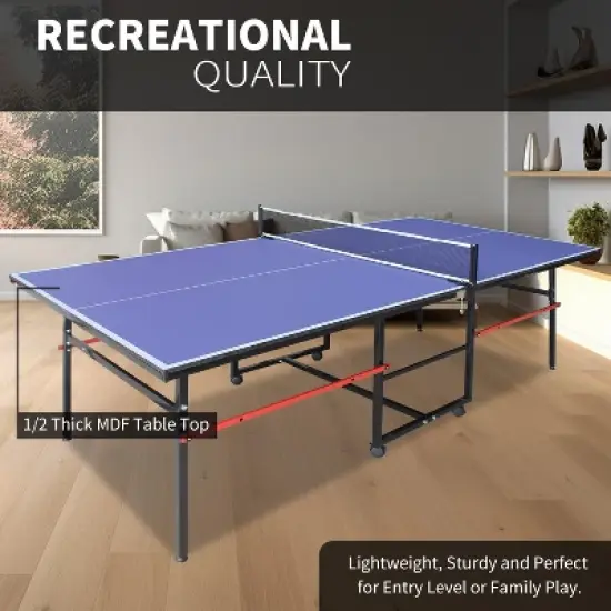 Portable Ping Pong Table, Professional Indoor/Outdoor Table Tennis Tables Game with Net for Adults/Teens,2 Tennis Paddles and 3 Balls image {1}