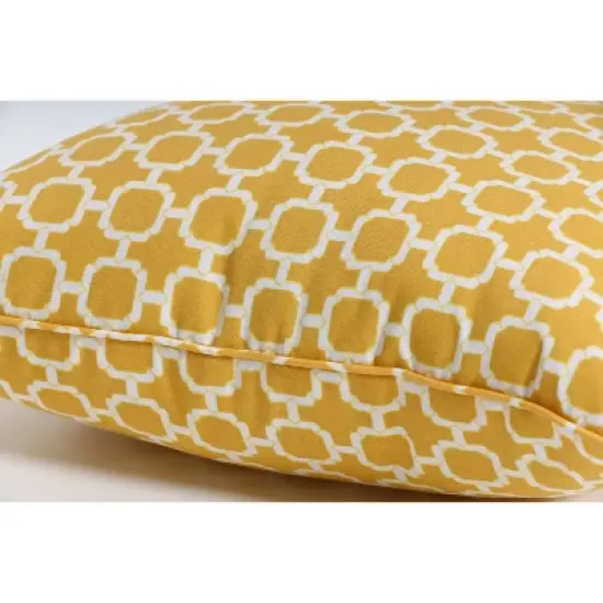 2pc 16.5" x 24.5" Outdoor Lumbar Throw Pillows Yellow/White Geometric - Pillow Perfect image {1}