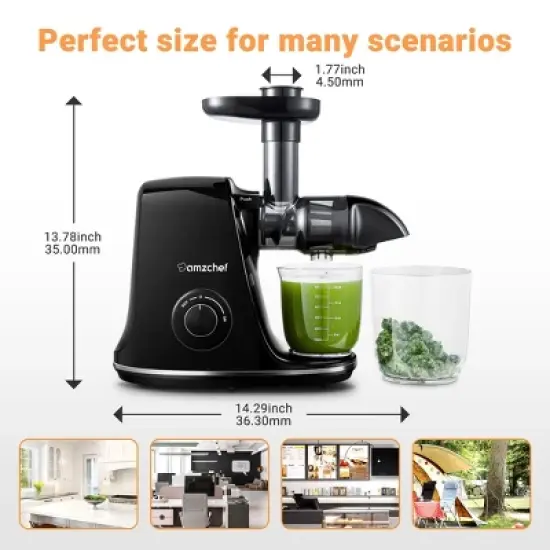 Masticating Juicer, Slowe Cold Press Juicer with 7 Spiral Masticating, Reverse Function, Juicer Machines with Food Grade Anti-oxidation Materials image {9}