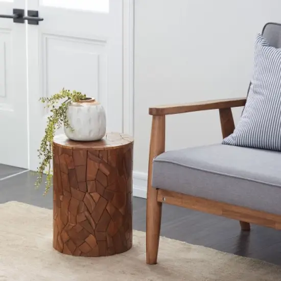Contemporary Teak Wood Accent Table Dark Brown - Olivia & May image {1}