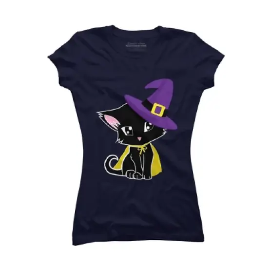 Junior's Design By Humans Halloween Cat By AdrianaOliveira T-Shirt image {4}