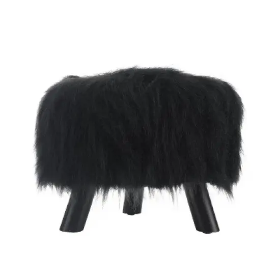 Faux Fur Foot Stool - Linon image {1}