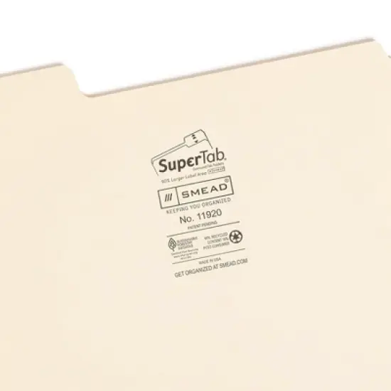 Smead&reg; SuperTab&reg; File Folder, Oversized 1/3-Cut Tab, Letter Size, Manila, 24 Per Pack, 2 Packs image {3}