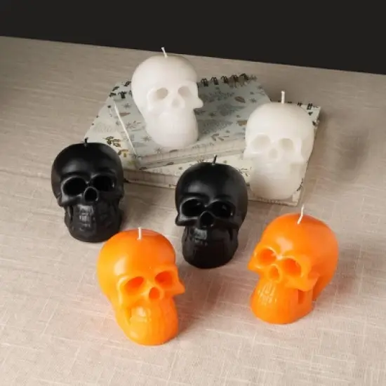 Halloween Funky Multicolor Skull Candle Box-6 Pcs/Funky Hands Gesture Halloween Multicolor Candle Box - 12 Pcs" image {10}