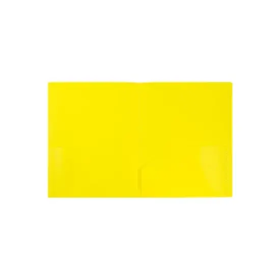 JAM Paper Pop 2-Pocket School Folder Yellow 96/Pack (382EYEB) image {1}