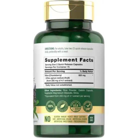 Carlyle Vitex Chasteberry Supplement 820mg | 150 Capsules image {1}