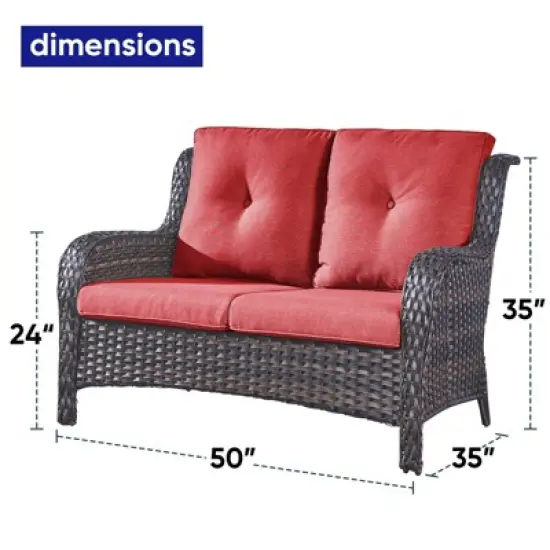 POCASSY 52.77" Wide Outdoor Wicker Loveseat With Cushions image {5}