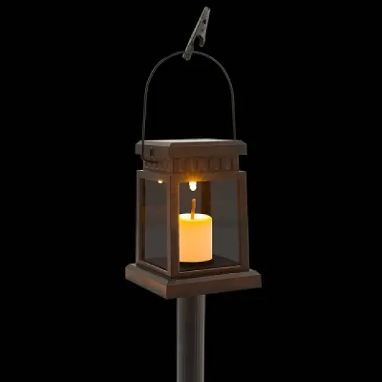 Set of 6 Outdoor Solar Powered Hanging/Stake Lanterns Black - Alpine Corporation image {6}