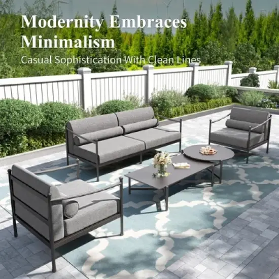 Captiva Designs Outdoor Patio Oversized Premium Conversation Sofa Set with Extra Thick Cushion and Coffee Table image {2}