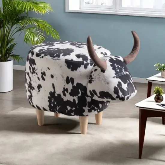 Maliang Cow-Shaped Ottoman, Modern Ottoman, Suitable for Living Room, Bedroom, Porch, Garden, Backyard, Balcony image {13}