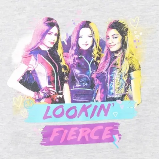 Disney Descendants Mal Evie Uma Peplum T-Shirt Capri Legging Set Grey/Purple image {4}