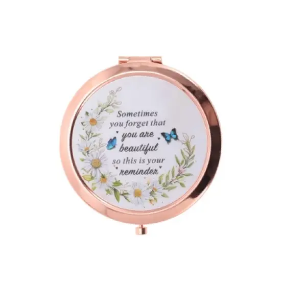 Unique Bargains Circular Makeup Mirror Rose Gold Tone 1 Pc image {4}