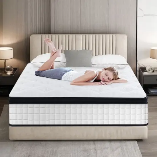 ELJGET 12" Twin/Twin XL/Full/Queen/King Mattress, Mixed Memory Foam Mattress, Bagged Spring, Medium Firm Feel and Motion Isolation, White image {12}