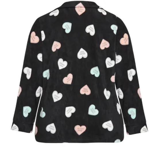 Women's Plus Size Button Up Fleece Top - black | AVENUE image {5}