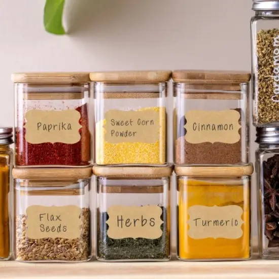 Wrapables Kraft Paper Sticker Labels for Lids, Mason Jars, Bottles, Homemade Products, Gift Wrapping, Parties, (300pcs) Fancy Frame image {6}