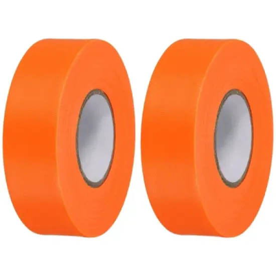 Unique Bargains PVC Non-Adhesive Flagging Tapes for Trail Outdoor 2 Pcs Orange 1" x 147 ft image {5}