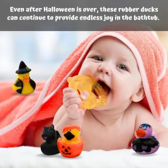4E's Novelty Halloween Rubber Ducks Bulk 24 Pack, 6 Designs, 2.5" Duck Toys for Jeep Ducking, Trick or Treat, Party Favors, Goodie Bags image {6}