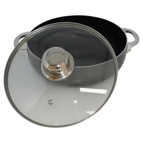 IMUSA Nonstick Hammered Caldero with Tempered Glass Lid - Charcoal image {1}