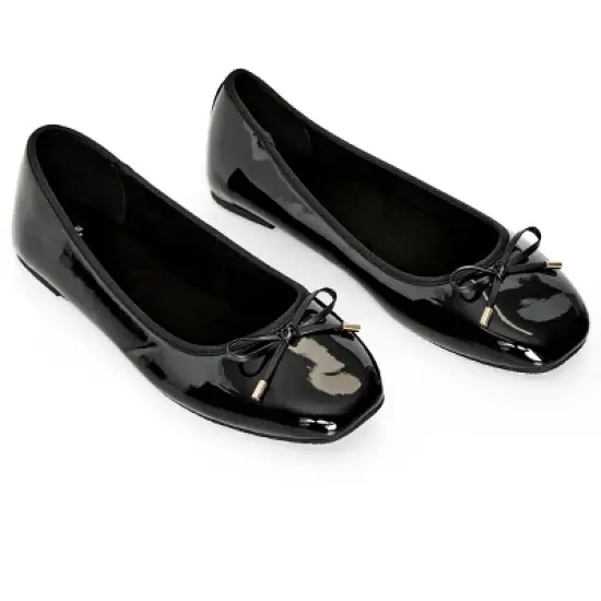 Women's WIDE FIT Patent Ballet Flat - black | EVANS image {5}