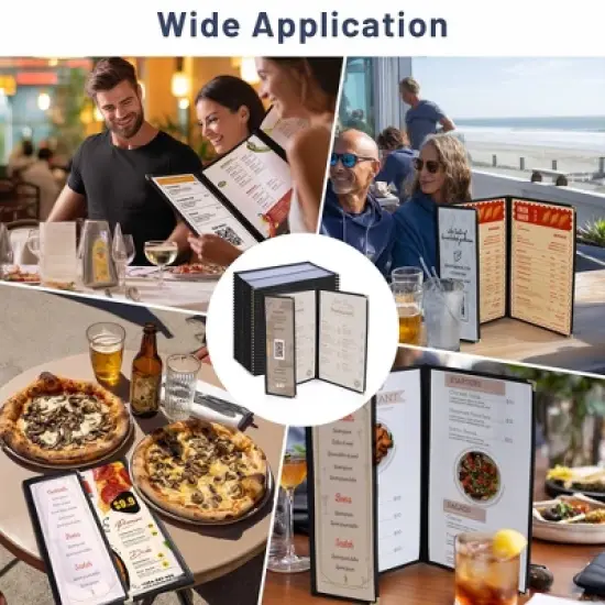 WeChef 30 Pcs Menu Covers 8.5x14" 2 Page 4 View & 4.25x14" Half Page Wine List image {2}
