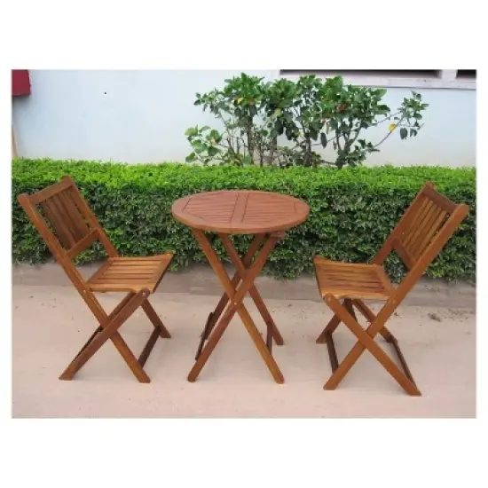 3pc Wood Patio Bistro Set - Brown - Merry Products image {1}