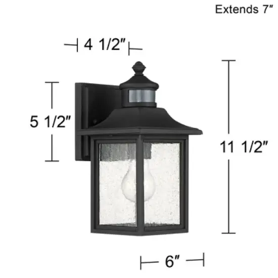 John Timberland Moray Bay Mission Outdoor Wall Light Fixture Black Motion Sensor Dusk to Dawn 11 1/2" Seedy Glass for Post Exterior Barn Deck House image {7}
