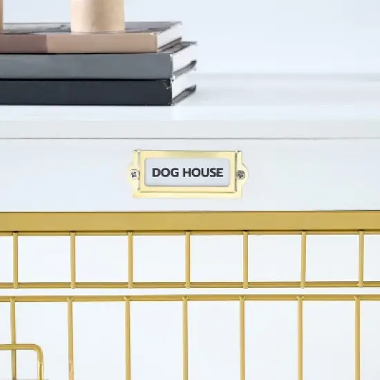 MaseiKar Dog Crate Furniture, Large Dog Kennel Indoor, Wooden Cage with Pull-Out Tray, Double Doors Pet House Side End Table for Large/Medium image {6}