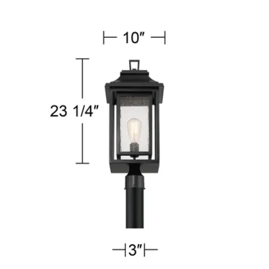 John Timberland Cecile 23 1/4" High Mission Outdoor Post Mount Light Fixture Pole Porch House Box Lantern Weatherproof Black Clear Seeded Glass Shade image {3}